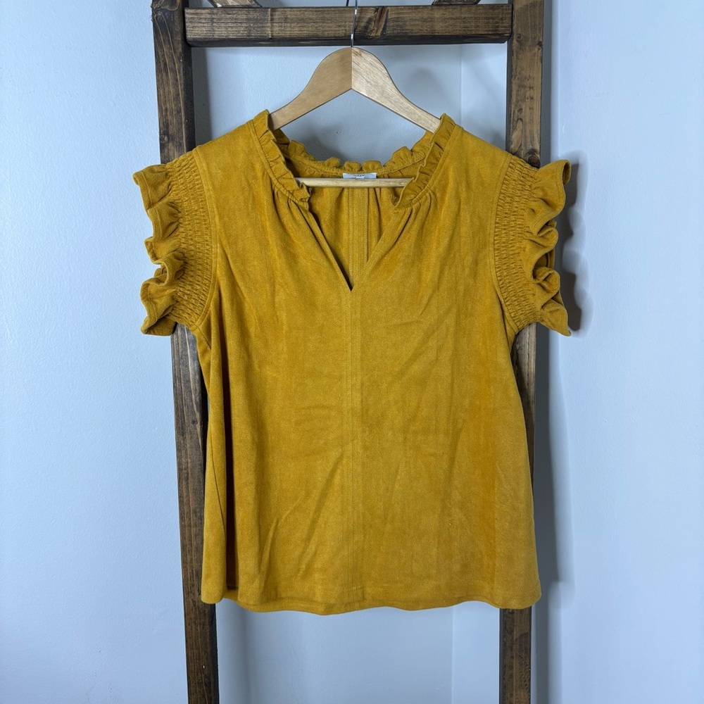 VOY Ruffled Mustard Yellow Top S